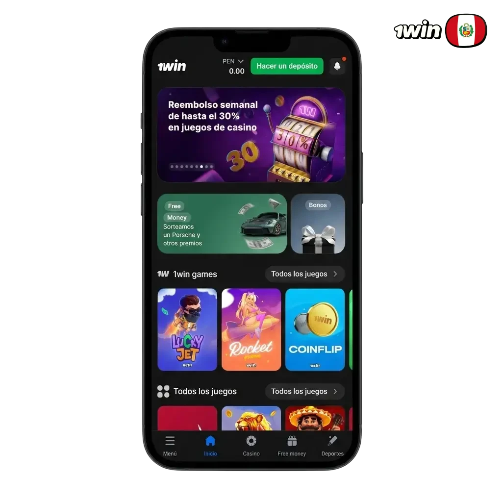 Descarga la app 1win para Android e iOS en Perú: apuestas, casino y bonos de bienvenida hasta 150%