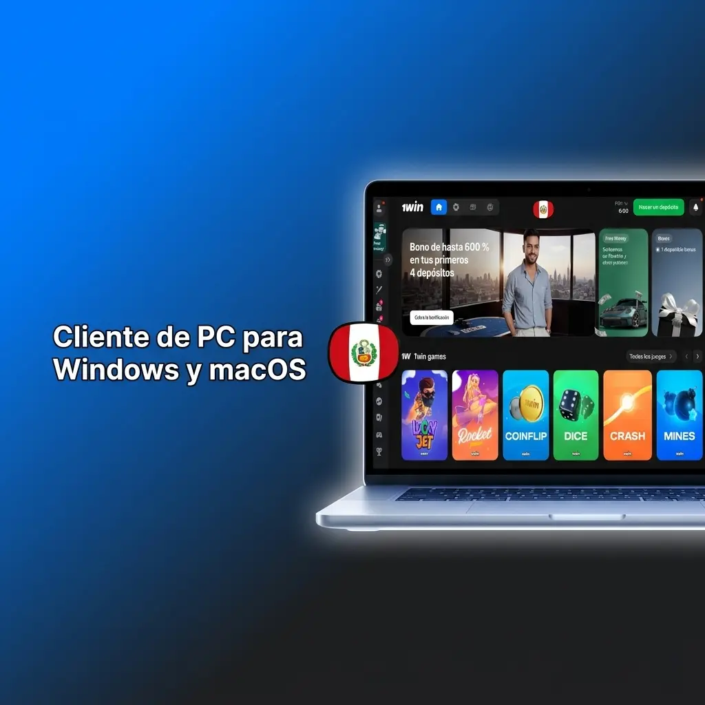 Interfaz de 1win en navegador de escritorio para Windows y macOS con apuestas deportivas y casino en línea