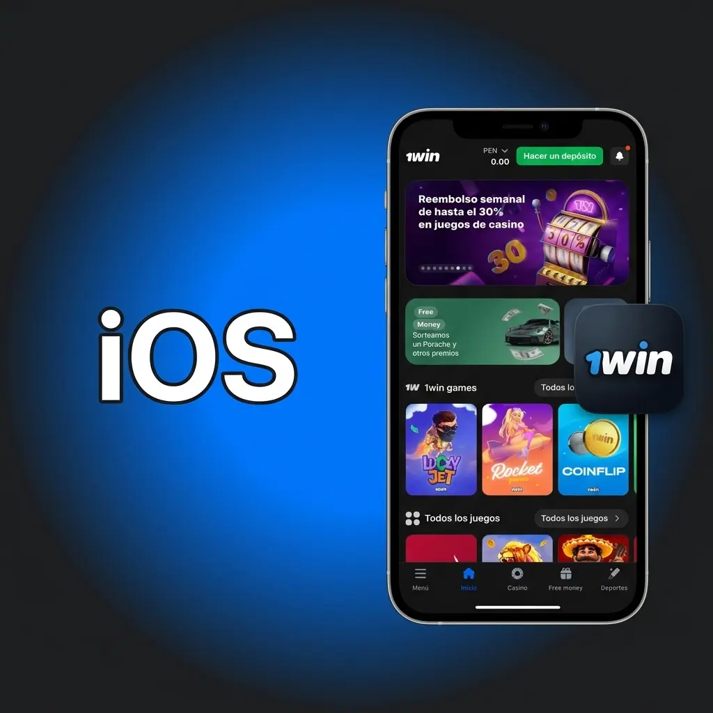 App de 1win para iPhone e iPad en iOS 12.0, descarga desde App Store con Face ID o Touch ID