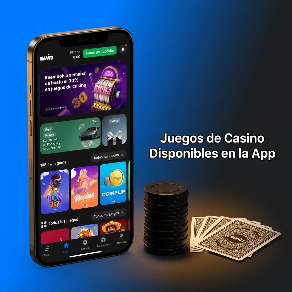 Juegos de casino en app 1win iOS: slots, ruleta, blackjack, póker y más de Pragmatic Play y Evolution