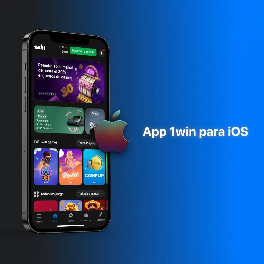 Aplicación 1win disponible para iPhone y iPad en Perú, compatible con iOS 11.0 o superior, con apuestas y casino