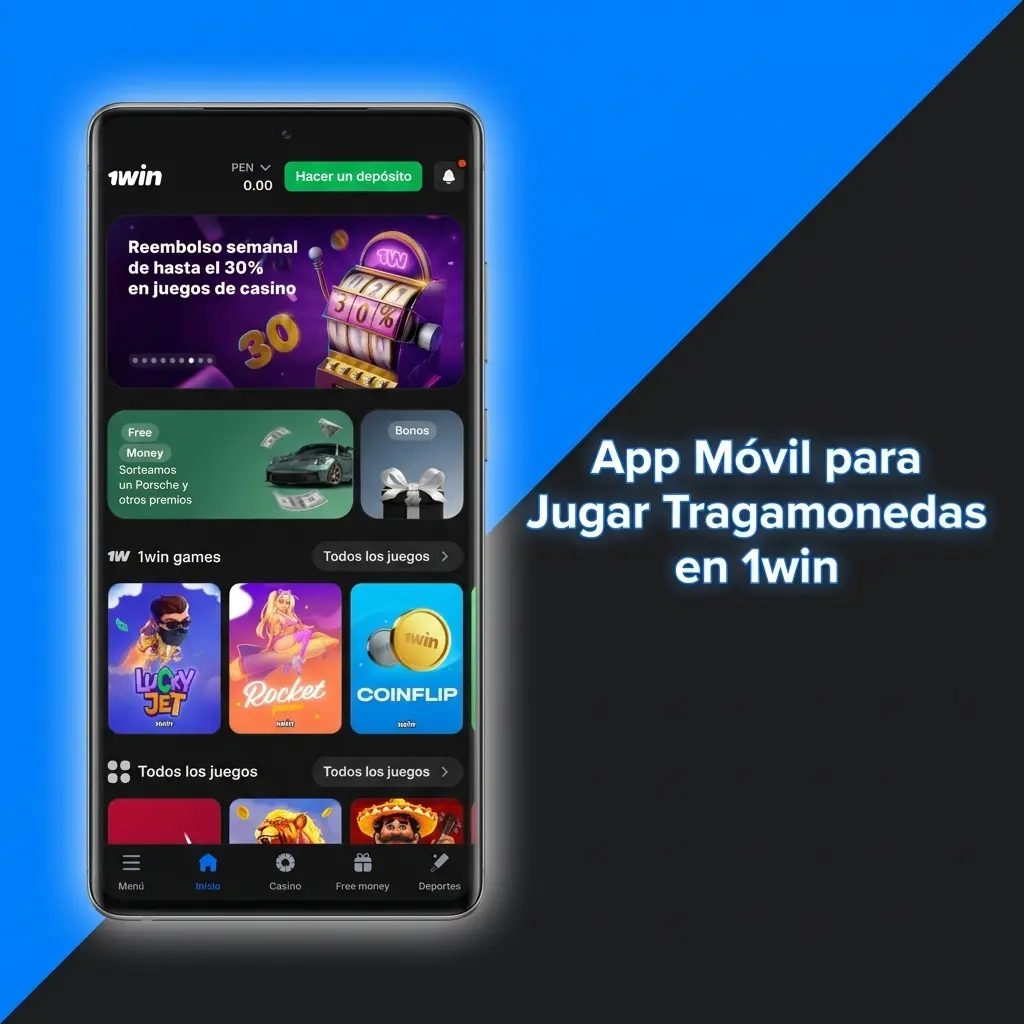 App móvil 1win para jugar tragamonedas en Perú desde Android, iOS o navegador móvil